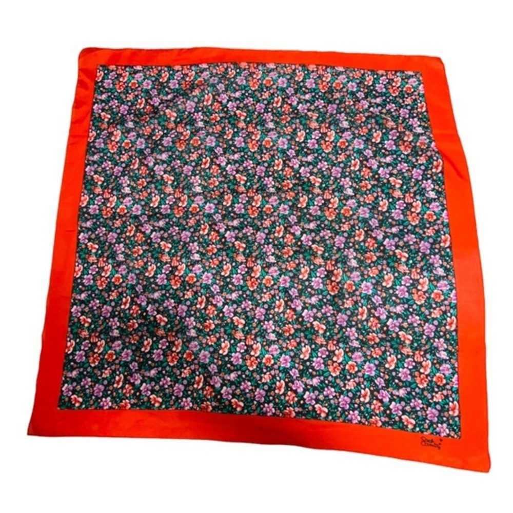 30" x 30" Floral Red Praire Cottagecore Sarah Coventry Wide Handkerchief Scarf